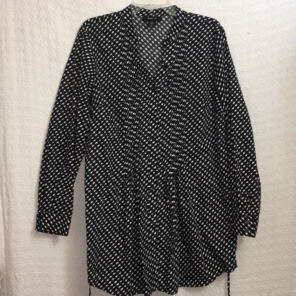 Black & White Pin-tuck Tunic by Style & Co. Sz 16